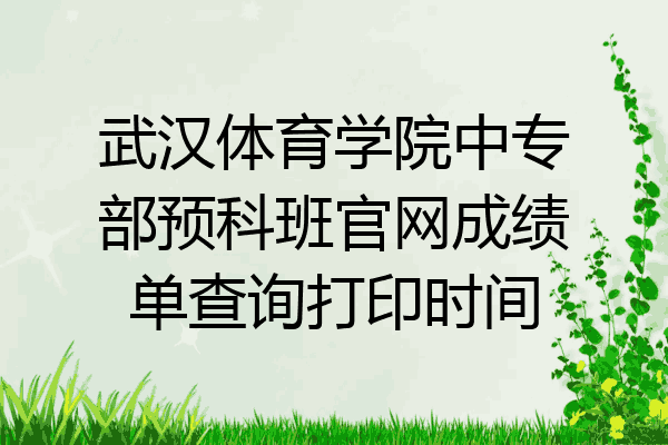 武汉体育学院中专部预科班官网成绩单查询打印时间