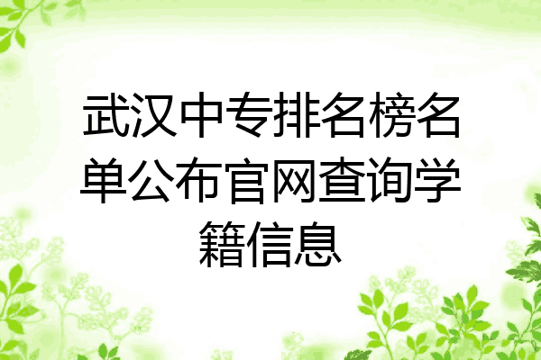 武汉中专排名榜名单公布官网查询学籍信息