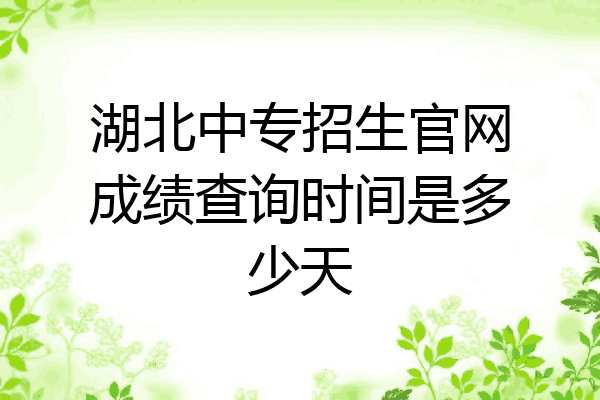 湖北中专招生官网成绩查询时间是多少天