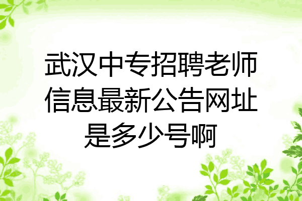 武汉中专招聘老师信息最新公告网址是多少号啊