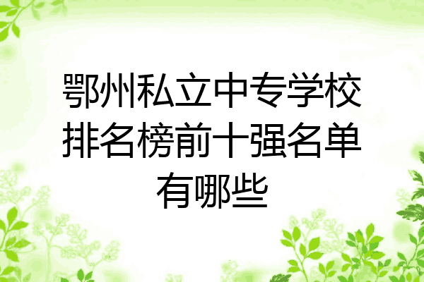 鄂州私立中专学校排名榜前十强名单有哪些