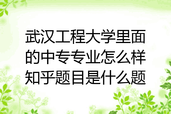 武汉工程大学里面的中专专业怎么样知乎题目是什么题