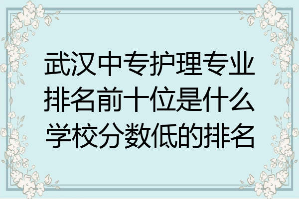 武汉中专护理专业排名前十位是什么学校分数低的排名