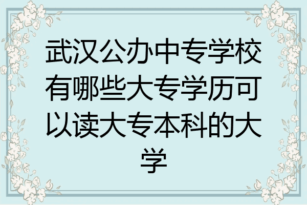武汉公办中专学校有哪些大专学历可以读大专本科的大学