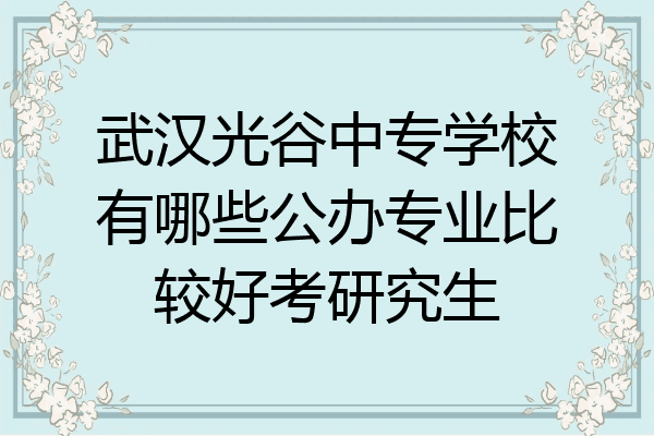 武汉光谷中专学校有哪些公办专业比较好考研究生