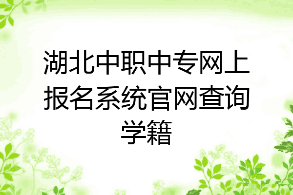 湖北中职中专网上报名系统官网查询学籍