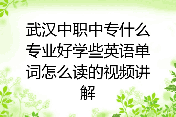 武汉中职中专什么专业好学些英语单词怎么读的视频讲解