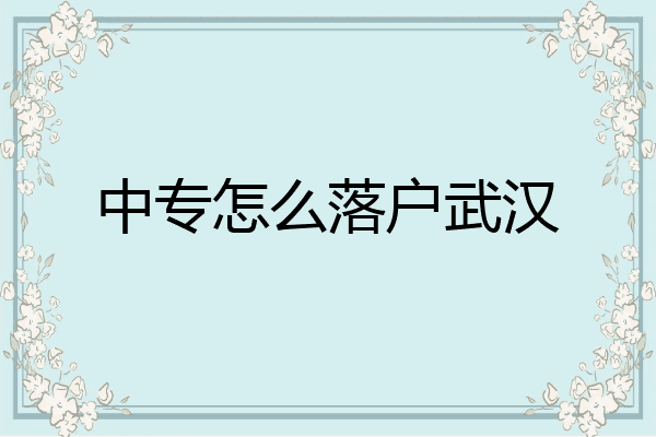 中专怎么落户武汉
