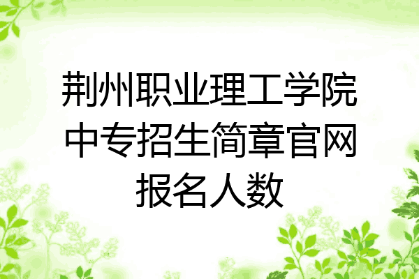 荆州职业理工学院中专招生简章官网报名人数