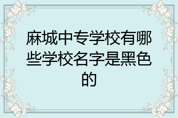 麻城中专学校有哪些学校名字是黑色的