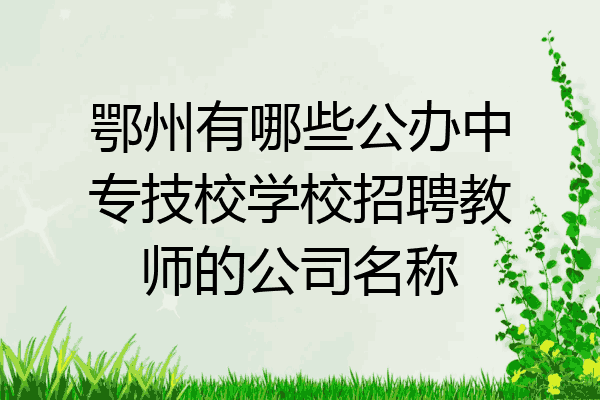 鄂州有哪些公办中专技校学校招聘教师的公司名称