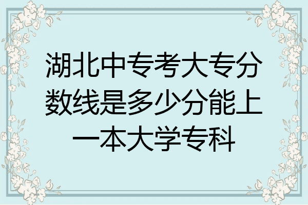 湖北中专考大专分数线是多少分能上一本大学专科