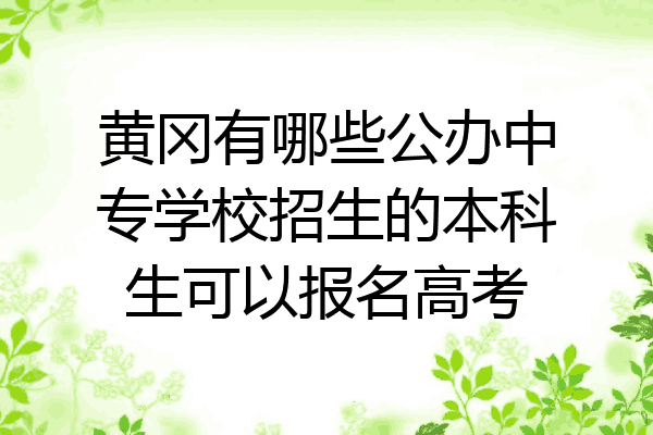 黄冈有哪些公办中专学校招生的本科生可以报名高考