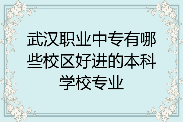 武汉职业中专有哪些校区好进的本科学校专业
