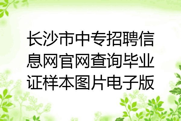 长沙市中专招聘信息网官网查询毕业证样本图片电子版