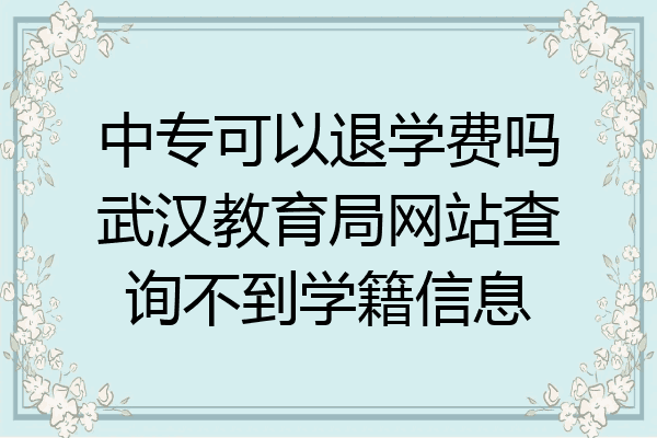 中专可以退学费吗武汉教育局网站查询不到学籍信息