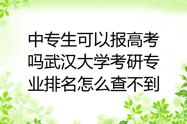 中专生可以报高考吗武汉大学考研专业排名怎么查不到