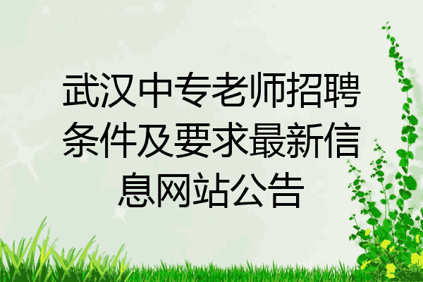 武汉中专老师招聘条件及要求最新信息网站公告