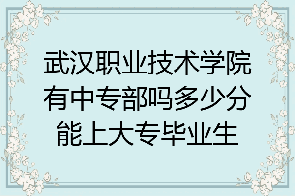 武汉职业技术学院有中专部吗多少分能上大专毕业生