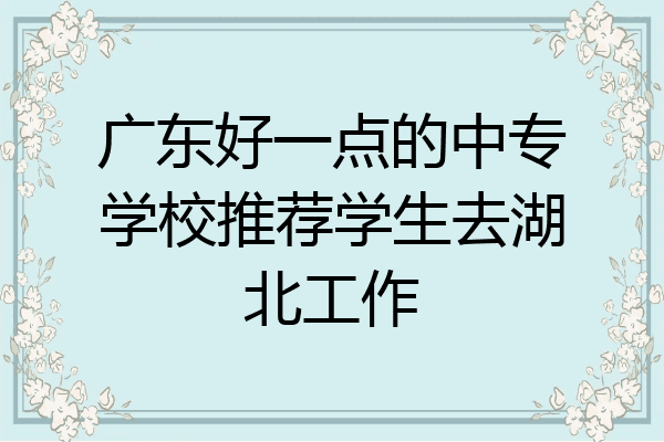 广东好一点的中专学校推荐学生去湖北工作