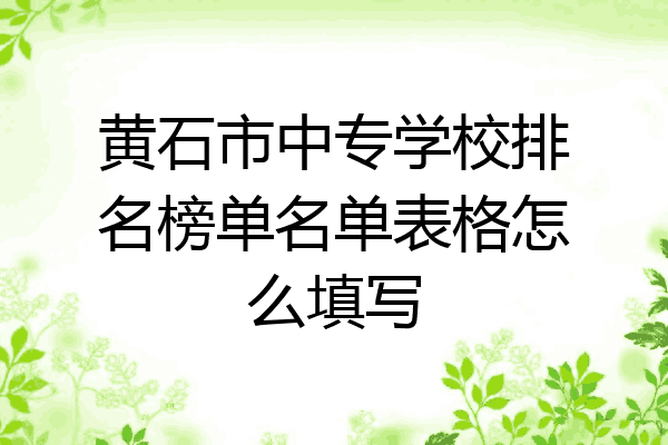 黄石市中专学校排名榜单名单表格怎么填写