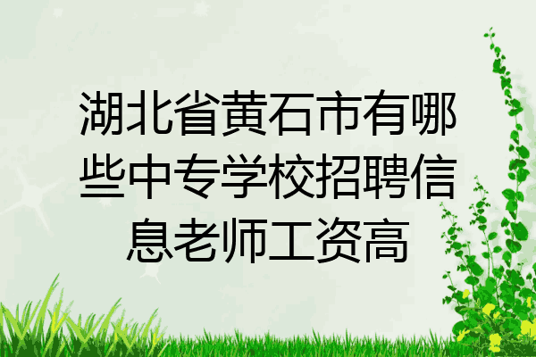 湖北省黄石市有哪些中专学校招聘信息老师工资高
