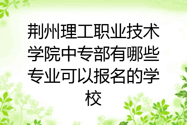 荆州理工职业技术学院中专部有哪些专业可以报名的学校