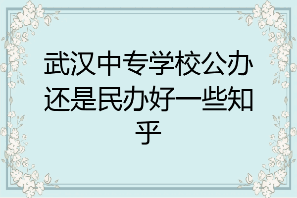 武汉中专学校公办还是民办好一些知乎