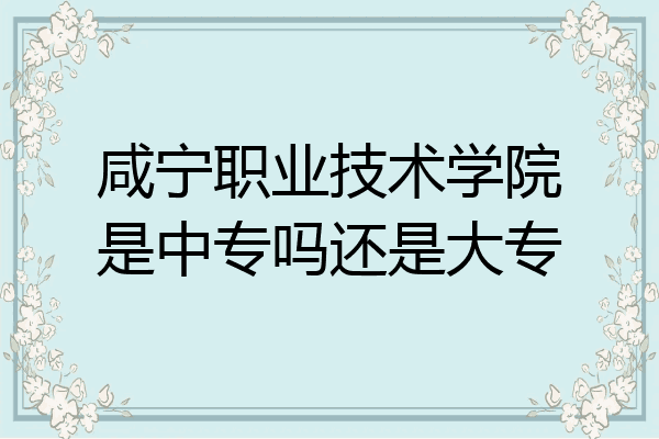 咸宁职业技术学院是中专吗还是大专
