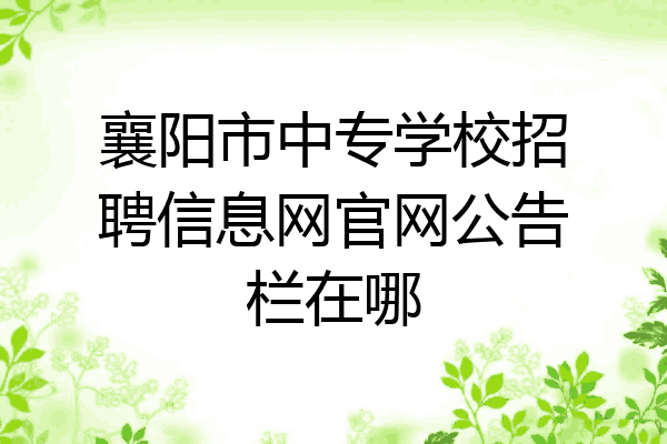 襄阳市中专学校招聘信息网官网公告栏在哪