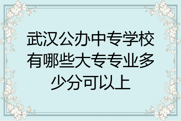武汉公办中专学校有哪些大专专业多少分可以上