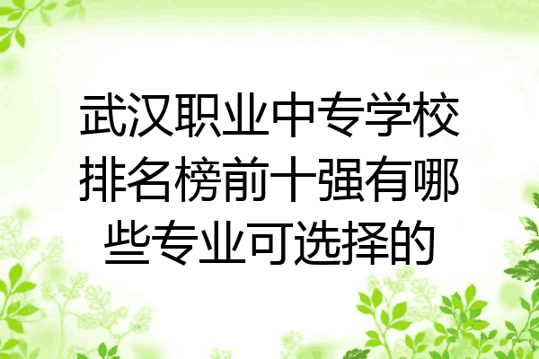 武汉职业中专学校排名榜前十强有哪些专业可选择的