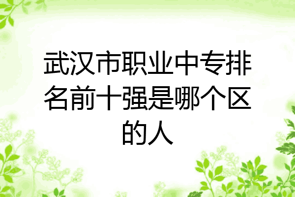 武汉市职业中专排名前十强是哪个区的人