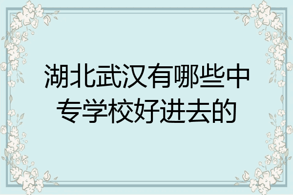 湖北武汉有哪些中专学校好进去的