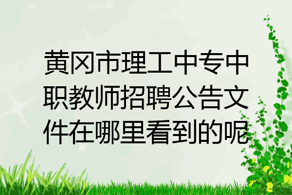 黄冈市理工中专中职教师招聘公告文件在哪里看到的呢