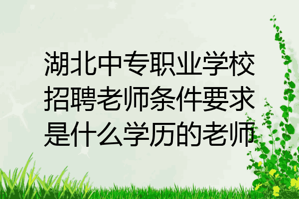 湖北中专职业学校招聘老师条件要求是什么学历的老师