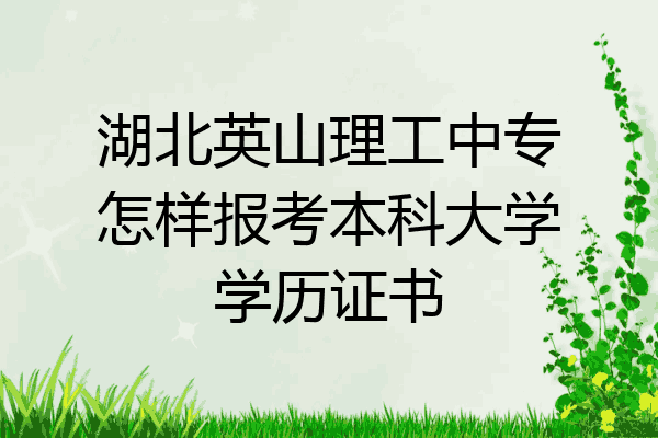 湖北英山理工中专怎样报考本科大学学历证书