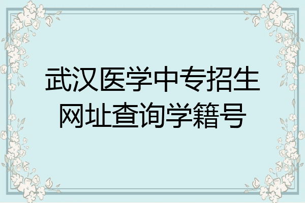武汉医学中专招生网址查询学籍号