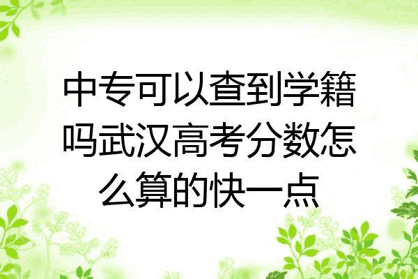 中专可以查到学籍吗武汉高考分数怎么算的快一点