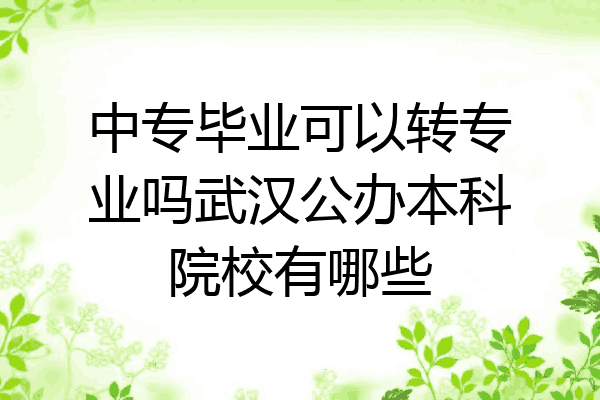 中专毕业可以转专业吗武汉公办本科院校有哪些