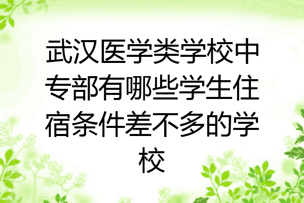 武汉医学类学校中专部有哪些学生住宿条件差不多的学校