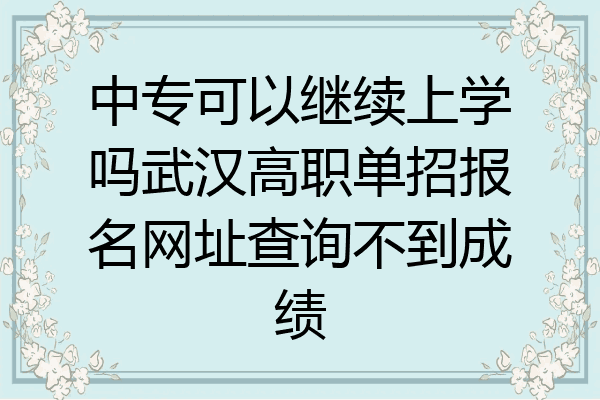 中专可以继续上学吗武汉高职单招报名网址查询不到成绩