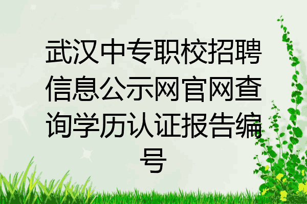武汉中专职校招聘信息公示网官网查询学历认证报告编号