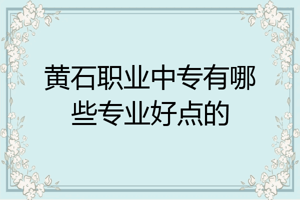 黄石职业中专有哪些专业好点的