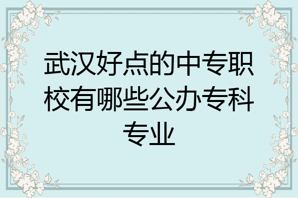 武汉好点的中专职校有哪些公办专科专业