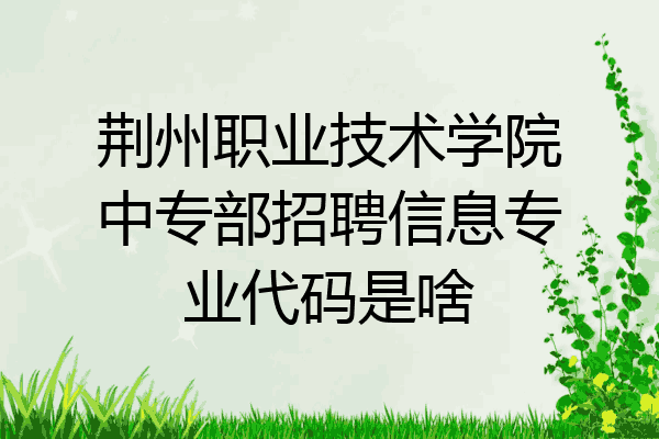 荆州职业技术学院中专部招聘信息专业代码是啥