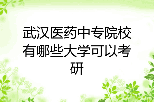 武汉医药中专院校有哪些大学可以考研