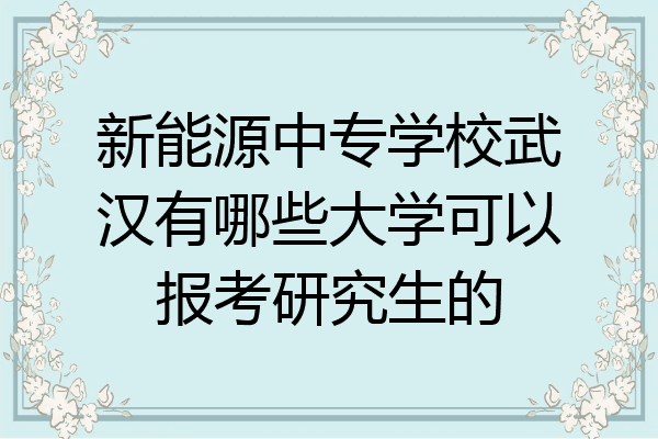 新能源中专学校武汉有哪些大学可以报考研究生的