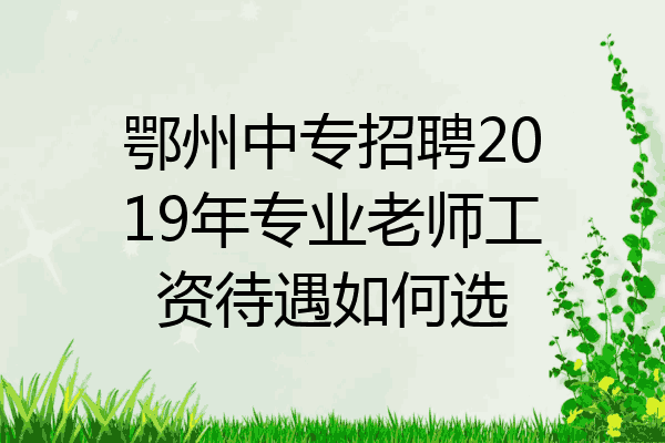 鄂州中专招聘2019年专业老师工资待遇如何选
