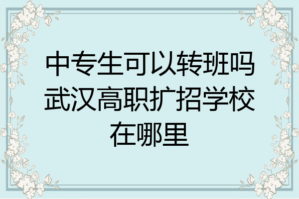 中专生可以转班吗武汉高职扩招学校在哪里